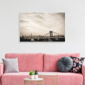 New York City Skyline en Manhattan Bridge Canvas Afdruk (Insitu (Woonkamer))