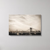 New York City Skyline en Manhattan Bridge Canvas Afdruk (Voorkant)