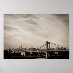 New York City Skyline en Manhattan Bridge Poster