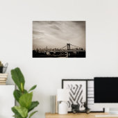 New York City Skyline en Manhattan Bridge Poster (Thuiskantoor)