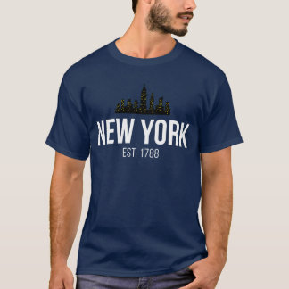 New York City Skyline Est. 1788 Vintage Navy T-shirt