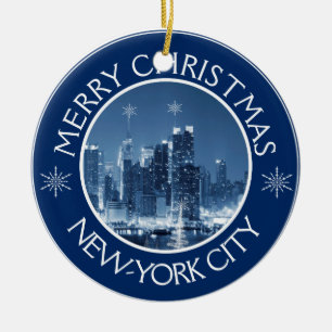 New-York City Skyline Foto met kerstcadeautjes Keramisch Ornament