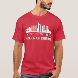 New York City Skyline GPS coördinaten Manhattan T-shirt