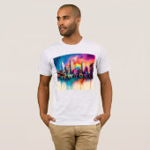 New York City Skyline Graffiti Art T-shirt (Voorkant volledig)