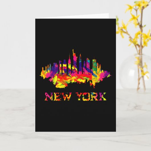 New York City skyline helder kleurrijk Kaart (Gele Bloem)
