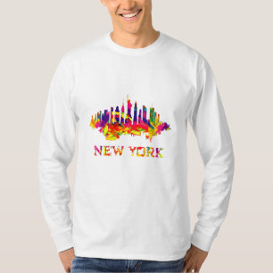 New York City skyline helder kleurrijk T-shirt