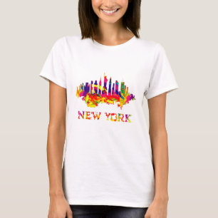 New York City skyline helder kleurrijk T-shirt