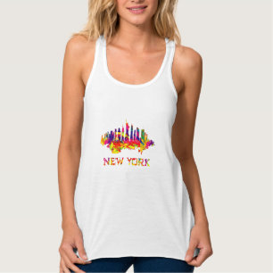 New York City skyline helder kleurrijk Tanktop