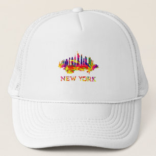 New York City skyline helder kleurrijk Trucker Pet