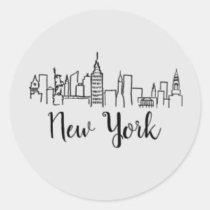 New York City Skyline Illustratie Ronde Sticker