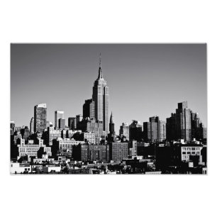 New York City Skyline in Black en White Foto Afdruk