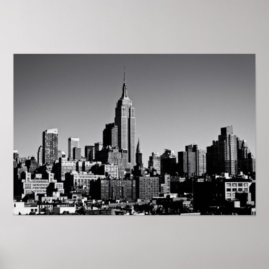 New York City Skyline in Black en White Poster (Voorkant)