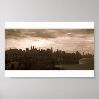 New York City Skyline in Sepia Tones Poster