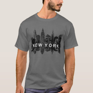 New York City skyline in zwart T-shirt