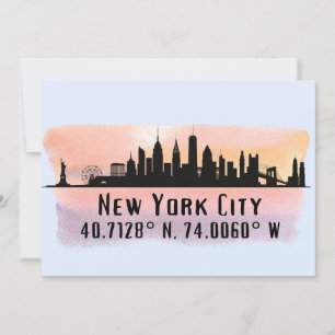 New York City Skyline Latitude en Lengtegraad Kaart