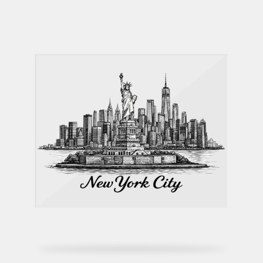 New York City Skyline Line Art Illustration (Recto)