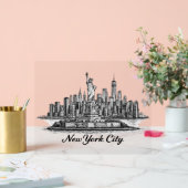 New York City Skyline Line Art Illustration (Mariage)