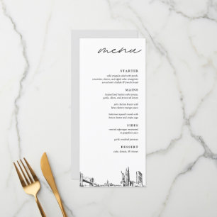New York City Skyline Modern Mariage Dinner Menu