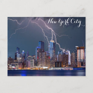 New York City Skyline Night Storm Foto Briefkaart