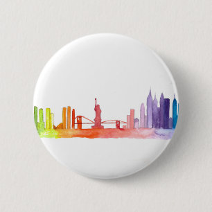 NEW YORK CITY skyline NYC Colorful modern Ronde Button 5,7 Cm