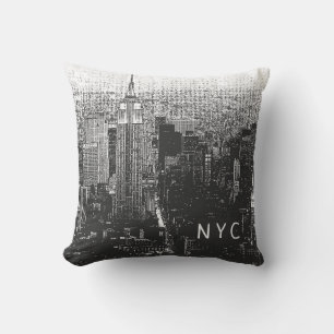 New York City Skyline NYC Zwart-wit Kussen