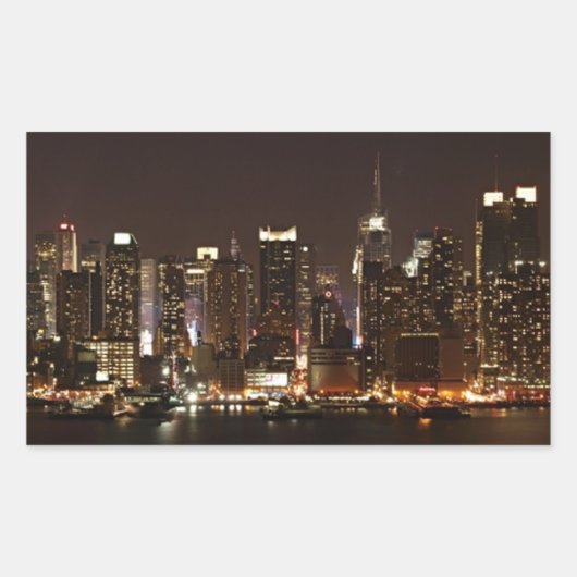 New York City Skyline Rechthoekige Sticker (Voorkant)