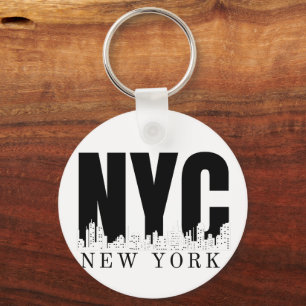 New York City Skyline Retro Stijl Sleutelhanger