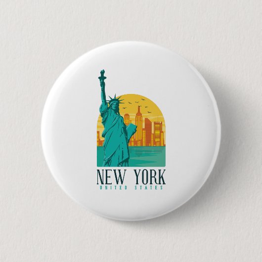 New York City Skyline Ronde Button 5,7 Cm (Voorkant)