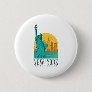 New York City Skyline Ronde Button 5,7 Cm