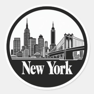 New York City Skyline Ronde Sticker
