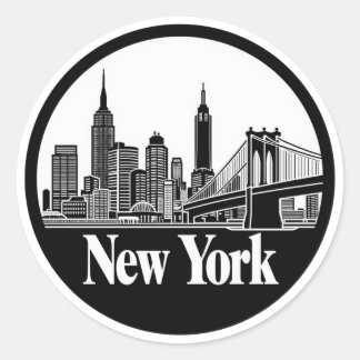 New York City Skyline Ronde Sticker