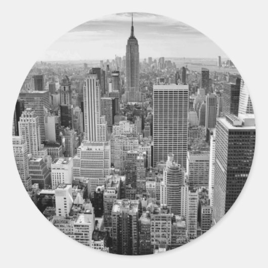 New York City Skyline Ronde Sticker (Voorkant)