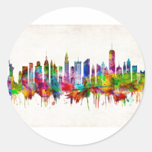 New York City Skyline Ronde Sticker