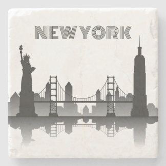 New York City Skyline Silhouette Modern Stenen Onderzetter