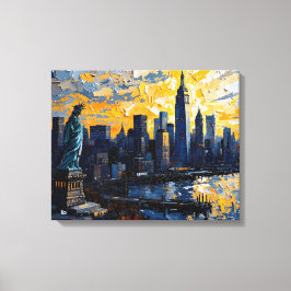 New York City Skyline Sunset Canvas Muurkunst
