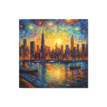 New York City Skyline van Gogh stijl
