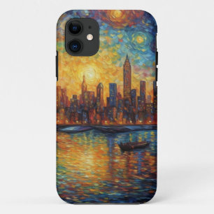 New York City Skyline van Gogh stijl iPhone 11 Hoesje