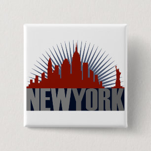 New York City Skyline Vierkante Button 5,1 Cm
