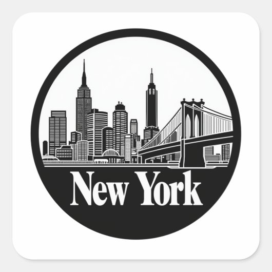 New York City Skyline Vierkante Sticker (Voorkant)