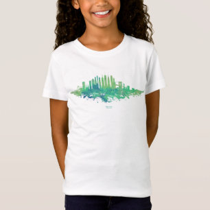 New York City Skyline Waterverf in blauw en groen T-shirt