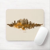 New York City Skyline Waterverf in oranje Muismat (Met muis)