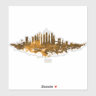 New York City Skyline Waterverf in oranje Sticker