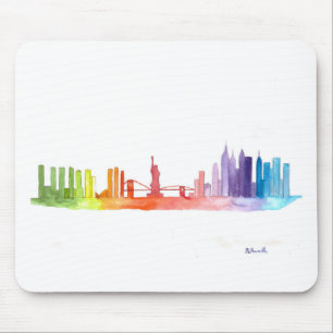 NEW YORK CITY skyline waterverf kleurrijke trendy Muismat