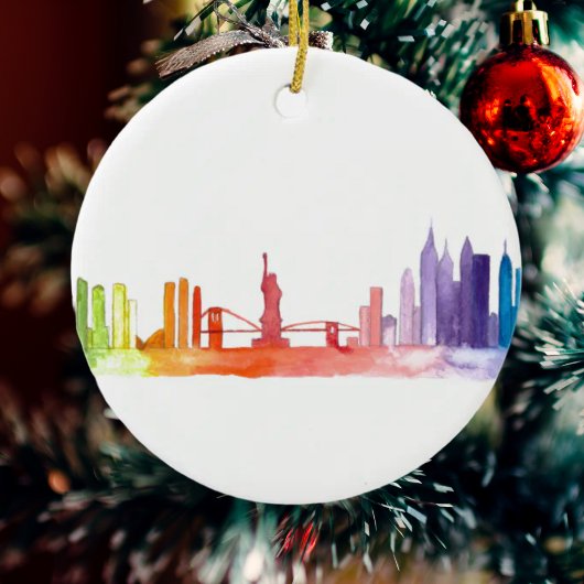 NEW YORK CITY skyline waterverf Manhattan modern Keramisch Ornament