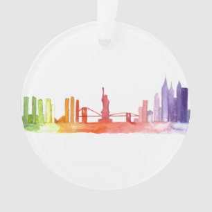 NEW YORK CITY skyline Waterverf NYC Manhattan Ornament