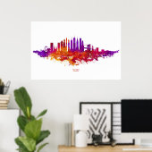 New York City Skyline Waterverf over White Poster (Thuiskantoor)