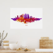 New York City Skyline Waterverf over White Poster (Keuken)