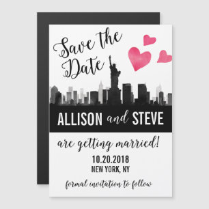 New York City Skyline Wedding Bewaar de datummagne Magnetische Uitnodiging