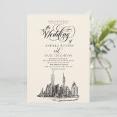 New York City Skyline Wedding Kaart (Staand voorkant)