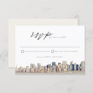 NEW YORK CITY Skyline Wedding RSVP Card Kaart